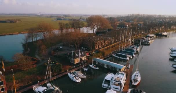 Muiderslot Port Boats Netherlands — Stock video