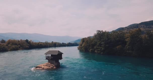 House Rock Drina River Serbia — Stock video