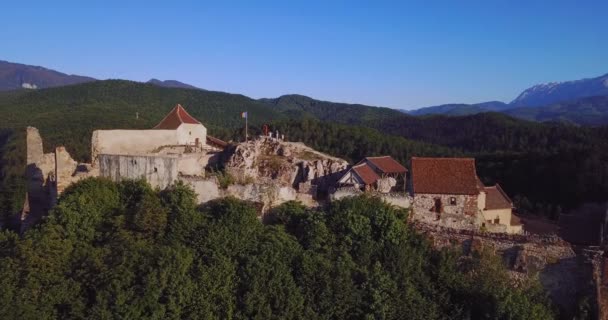 Romanian Ancient Citadel Rasnov Mountain — Stockvideo