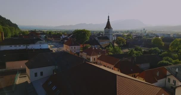 Aerial Panorama Rasnov City — Stockvideo