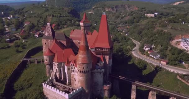 Gothic Corvin Castle Transylvania Romania — Stockvideo