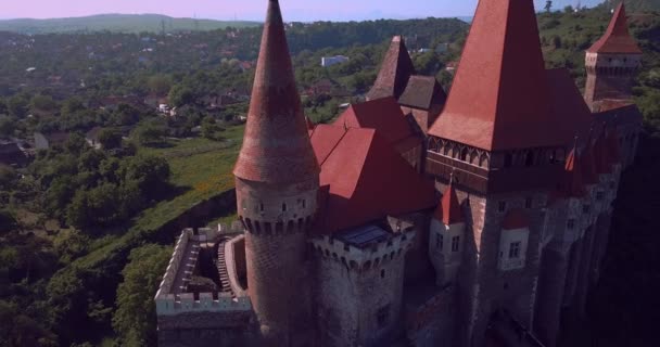 Gothic Corvin Castle Transylvania Romania — Stock video