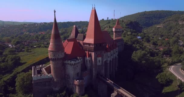 Gothic Corvin Castle Transylvania Romania — стокове відео