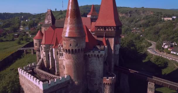 Gothic Corvin Castle Transylvania Romania — Stockvideo