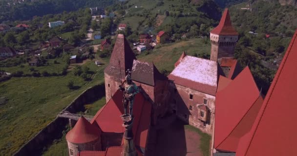 Gothic Corvin Castle Transylvania Romania — Stok video