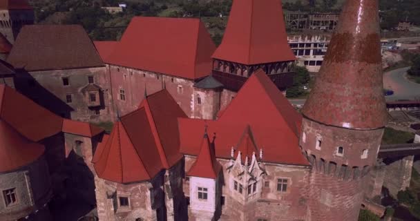 Gothic Corvin Castle Transylvania Romania — Stok video