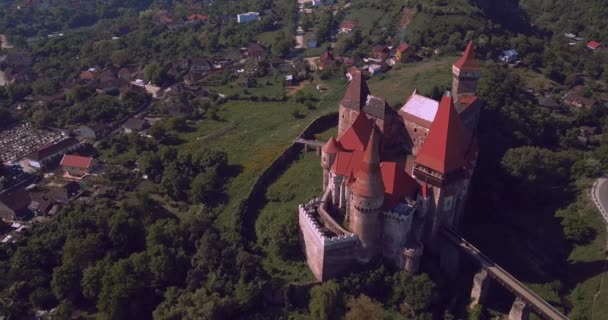 Gothic Corvin Castle Transylvania Romania — стокове відео