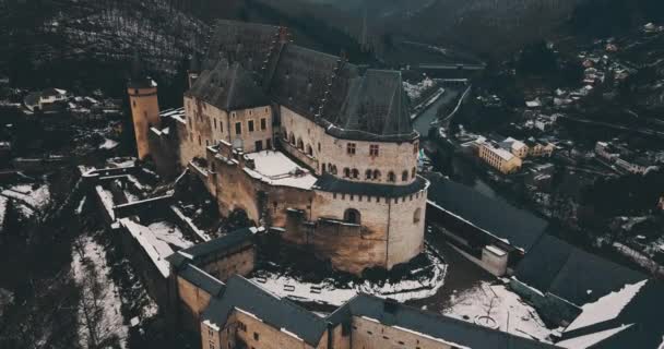 Aerial View Vianden Ancient Castle Luxembourg — ストック動画