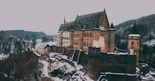 Aerial View Vianden Ancient Castle Luxembourg — 비디오