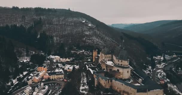 Aerial View Vianden Ancient Castle Luxembourg — Video