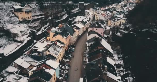 Aerial Panorama Vianden City Luxembourg — Stockvideo
