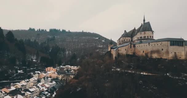 Aerial Panorama Vianden City Luxembourg — Wideo stockowe