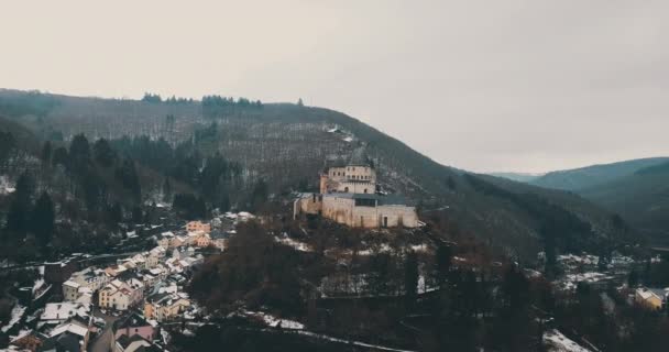 Aerial Panorama Vianden City Luxembourg — Stock Video