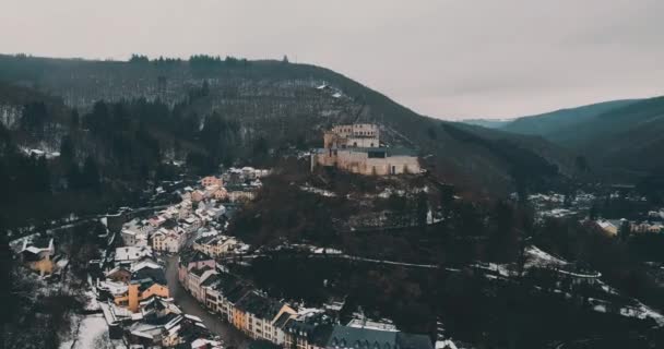 Aerial Panorama Vianden City Luxembourg — Stock video