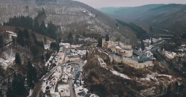 Aerial Panorama Vianden City Luxembourg — Video