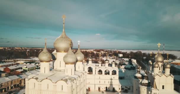 Aerial Panorama Rostov Kremlin Winter Russian Landscapes — Video Stock