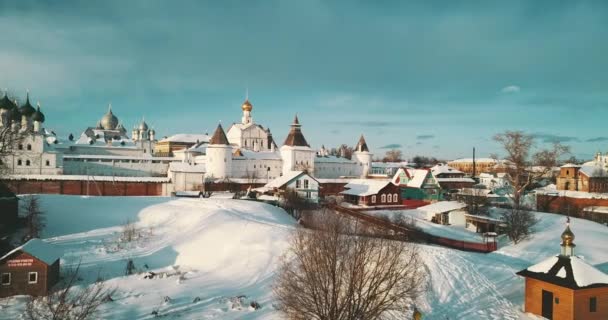 Aerial Panorama Rostov Kremlin Winter Russian Landscapes — Stock videók