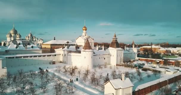 Aerial Panorama Rostov Kremlin Winter Russian Landscapes — 비디오