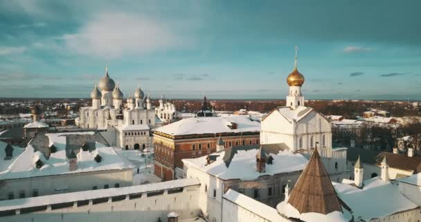 Aerial Panorama Rostov Kremlin Winter Russian Landscapes — Video Stock