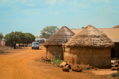 Traditional African Buildings made from Clay and Straw in Ghana village, West Africa