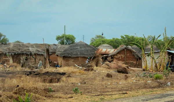 Traditional African Buildings Made Clay Straw Ghana Village West Africa — Foto de Stock