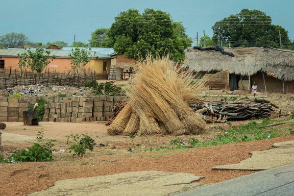 Traditional African Buildings Made Clay Straw Ghana Village West Africa — Photo