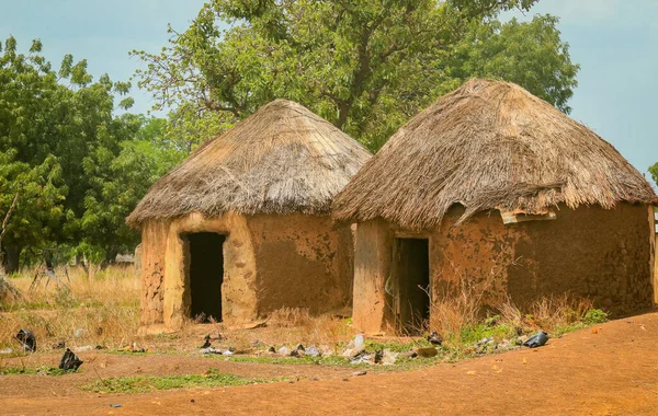 Традиционные Африканские Здания Глины Соломы Деревне Гана Западная Африка — стоковое фото