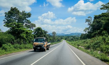 Scenic African Road under the Blue Sky in Ghana, West Africa