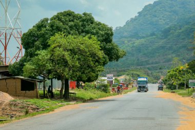 Scenic African Road under the Blue Sky in Ghana, West Africa