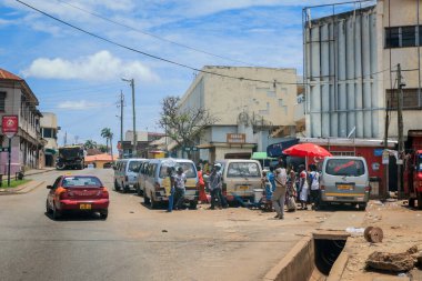 Kumasi, Ghana - April 06, 2022: Crowded African Road with Local Ghana People in Kumasi city