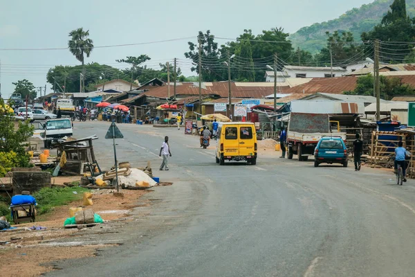 Scenic African Road Blue Sky Ghana West Africa — Stok fotoğraf
