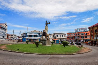 Kumasi, Ghana - April 07, 2022: Traditional View of the City Center of African Kumasi