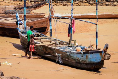 Amazing View to the Sandy Atlantic Coastline of Axim Beach in Ghana, West Africa