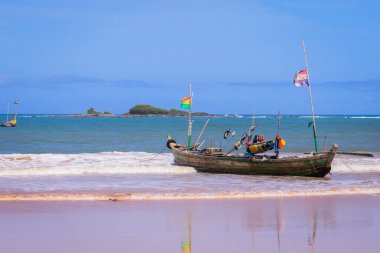 Amazing View to the Sandy Atlantic Coastline of Axim Beach in Ghana, West Africa
