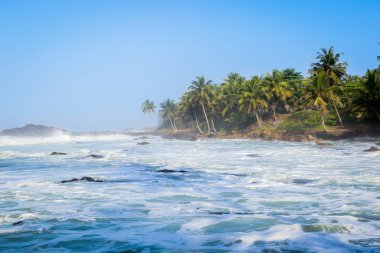 Amazing View to the Sandy Atlantic Coastline of Axim Beach in Ghana, West Africa