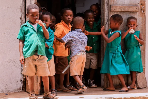 Amedzofe Ghana April 2022 African Pupils Colorful School Uniform Small — Foto Stock