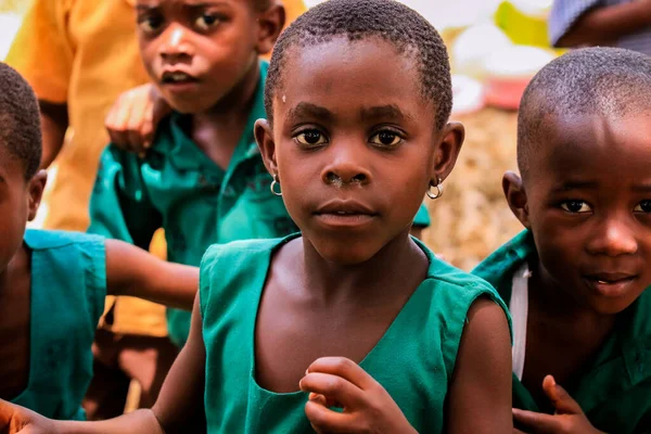 Amedzofe Ghana April 2022 African Pupils Colorful School Uniform Small — Stok fotoğraf