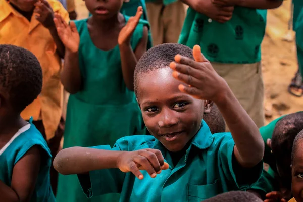 Amedzofe Ghana April 2022 African Pupils Colorful School Uniform Small — стокове фото