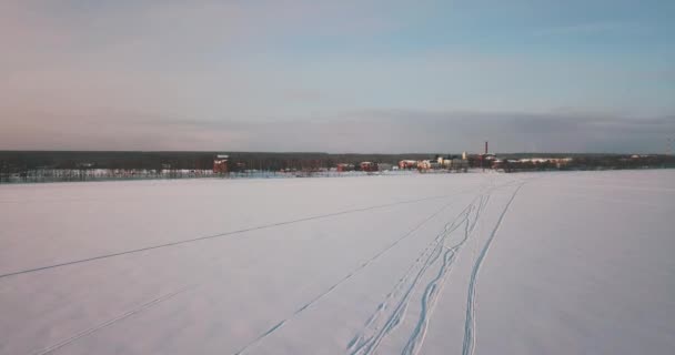 Vue Aérienne Lac Gelé — Video