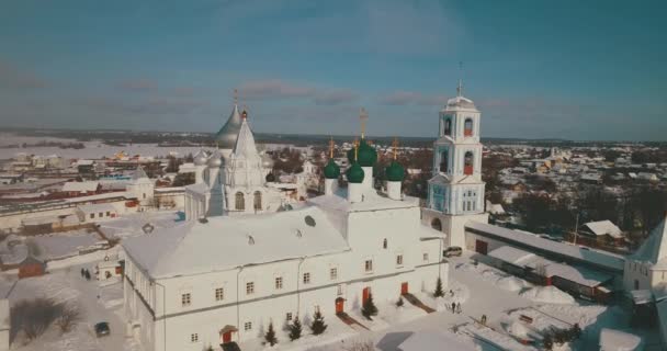 Aerial View Winter Monastery Pereslavl Zalessky Russia — Stock video