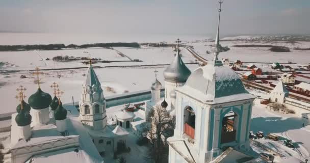 Αεροφωτογραφία Της Χειμερινής Μονής Στο Pereslavl Zalessky Ρωσία — Αρχείο Βίντεο