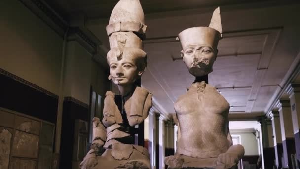Статуї Стародавніх Богів Каїрському Музеї Єгипет — стокове відео