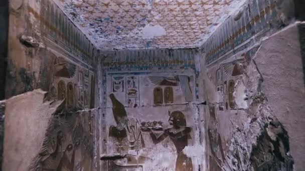 Ancient Temple Abydos Interior Egypt — Stock Video