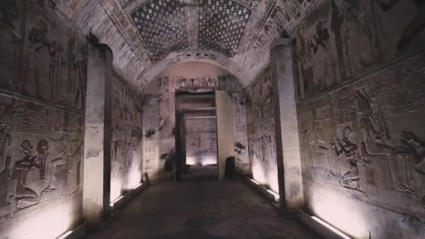 Ancient Temple Abydos Interior Egypt — Stock video