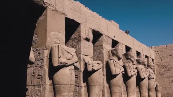 Αγάλματα Στον Αρχαίο Ναό Karnak Αίγυπτος — Αρχείο Βίντεο