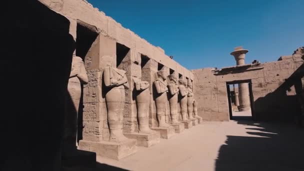 Statues Ancient Karnak Temple Egypt — Stock Video