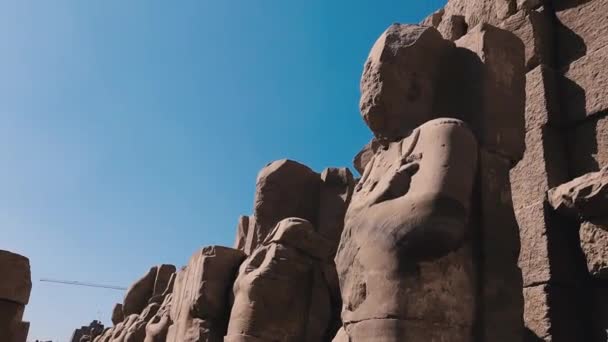 Statues Ancient Karnak Temple Egypt — Vídeo de stock