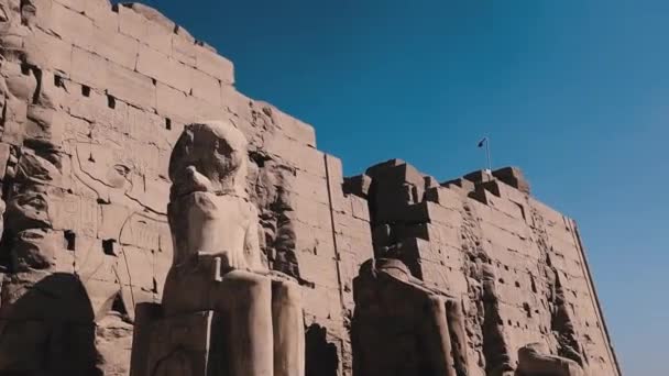Statues Ancient Karnak Temple Egypt — Stockvideo
