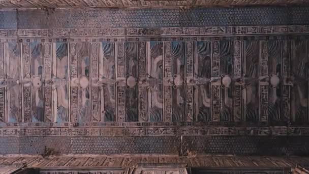Окрашенные Потолки Храме Дендеры Египет — стоковое видео