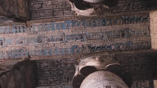 Розмальовані Целіни Храмі Дендери Єгипет — стокове відео